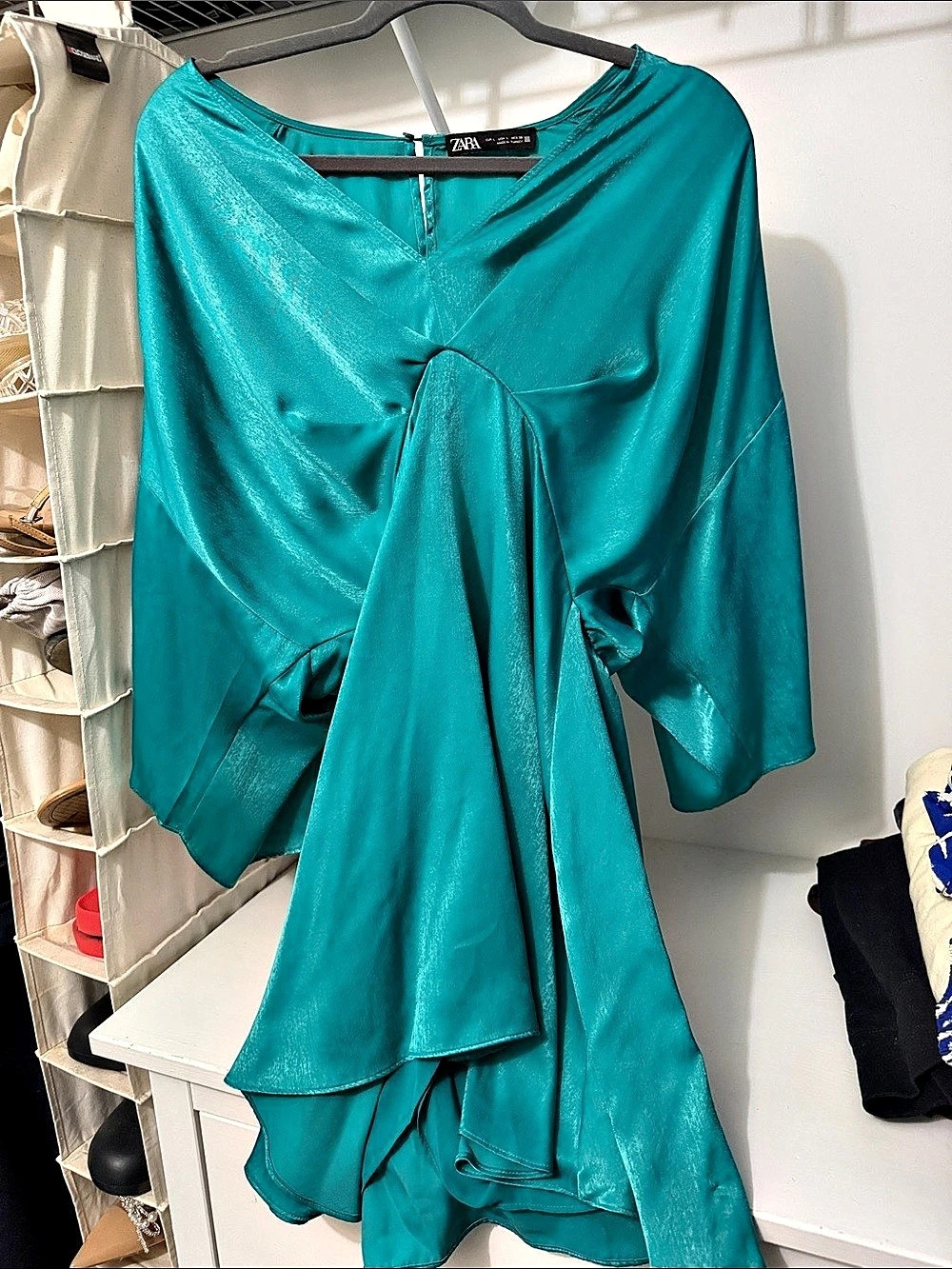Zara Satin Teal Romper